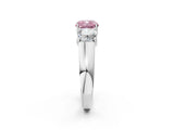 White gold Three-Stone Fancy Pink Cushion Cut Cut Diamond Ring with Prong Setting and Classic Band_2
