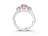 White gold Three-Stone Fancy Pink Cushion Cut Cut Diamond Ring with Prong Setting and Classic Band_3