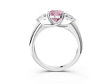White gold Three-Stone Fancy Pink Cushion Cut Cut Diamond Ring with Trillion Side Stones and Four-Prong Setting_14