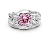 White gold Three-Stone Fancy Pink Cushion Cut Cut Diamond Split Shank Prong Set Ring_12