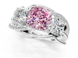 White gold Three-Stone Fancy Pink Cushion Cut Cut Diamond Split Shank Prong Set Ring_13
