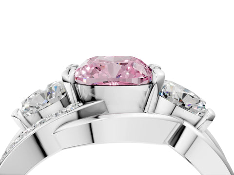 White gold Three-Stone Fancy Pink Cushion Cut Cut Diamond Split Shank Prong Set Ring_16