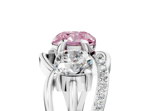 White gold Three-Stone Fancy Pink Cushion Cut Cut Diamond Split Shank Prong Set Ring_17