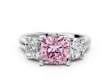 White gold Three-Stone Fancy Pink Cushion Cut Cut Solitaire Ring with Classic Prong Setting_12
