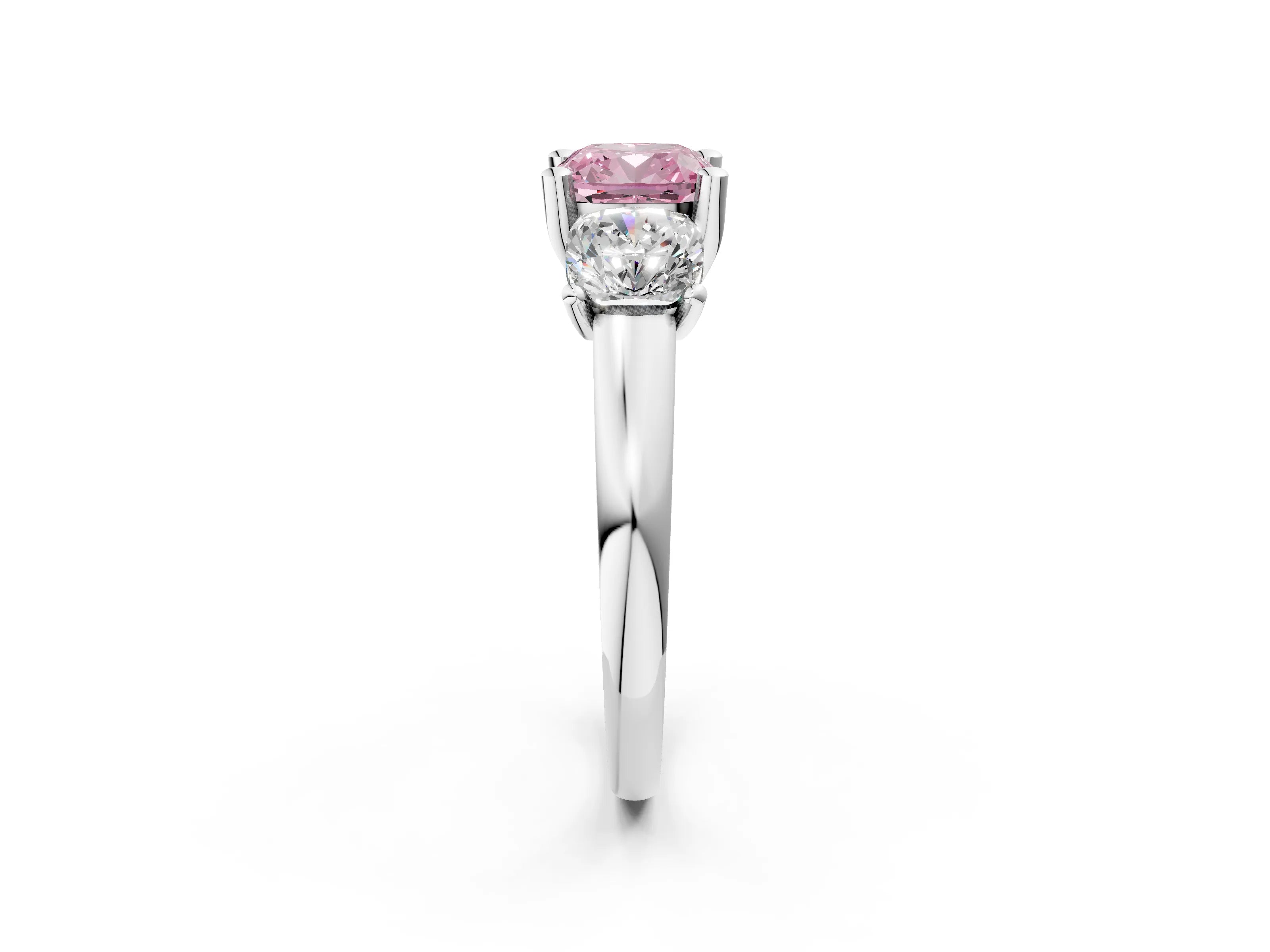 White gold Three-Stone Fancy Pink Cushion Cut Cut Solitaire Ring with Classic Prong Setting_14