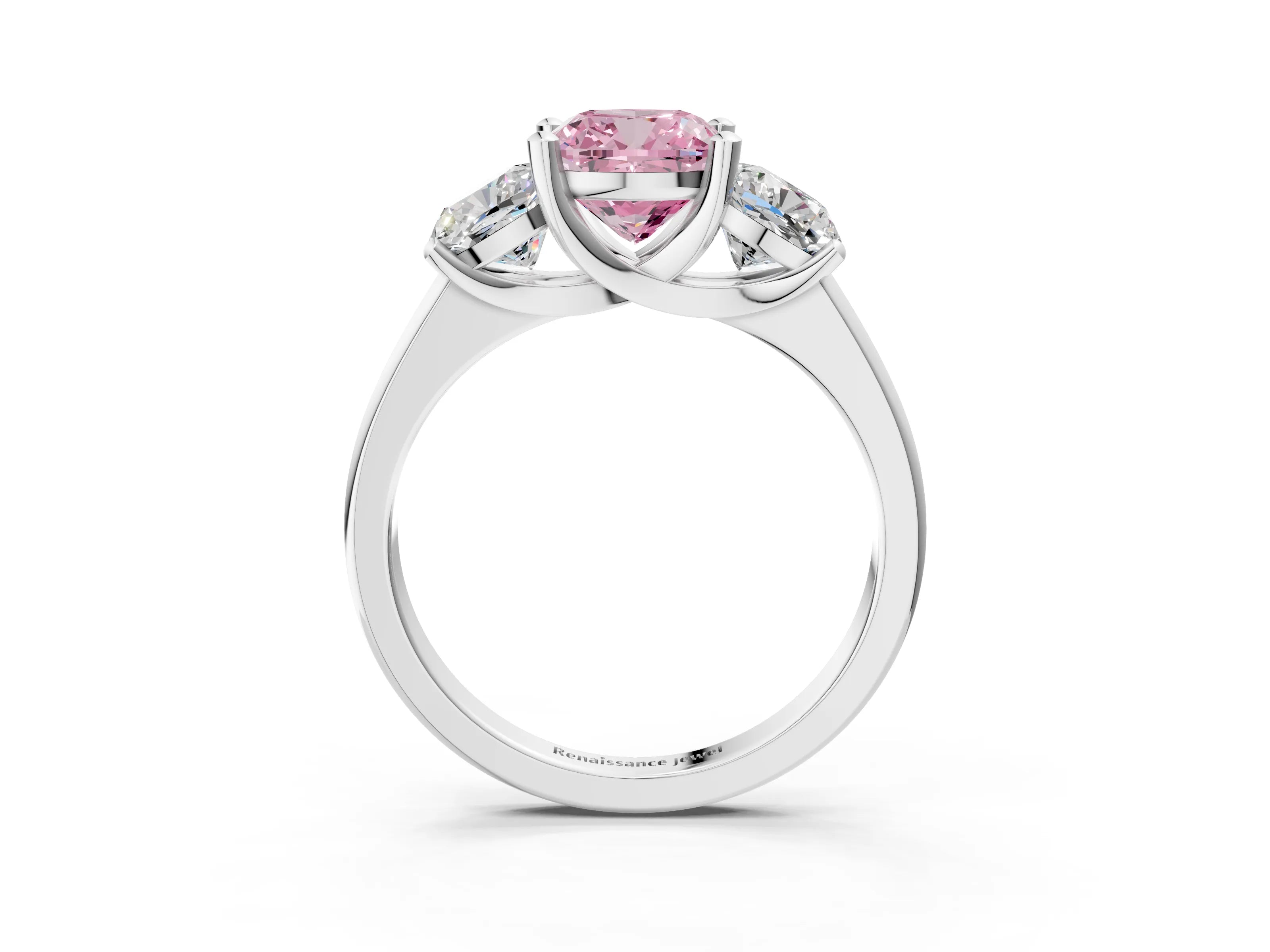 White gold Three-Stone Fancy Pink Cushion Cut Cut Solitaire Ring with Classic Prong Setting_15