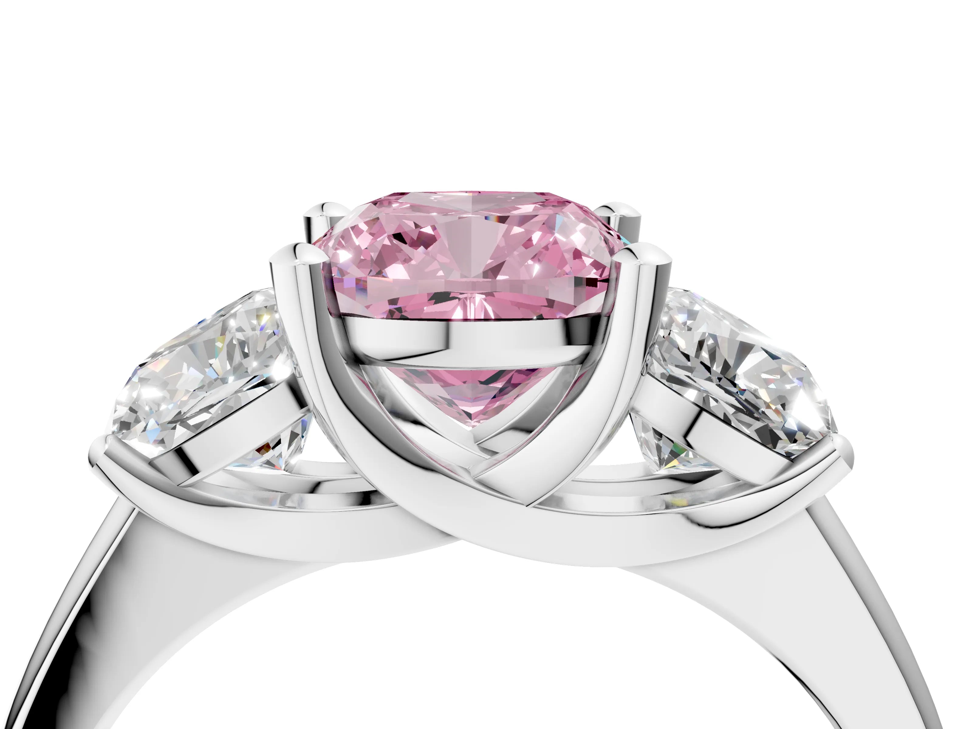 White gold Three-Stone Fancy Pink Cushion Cut Cut Solitaire Ring with Classic Prong Setting_16