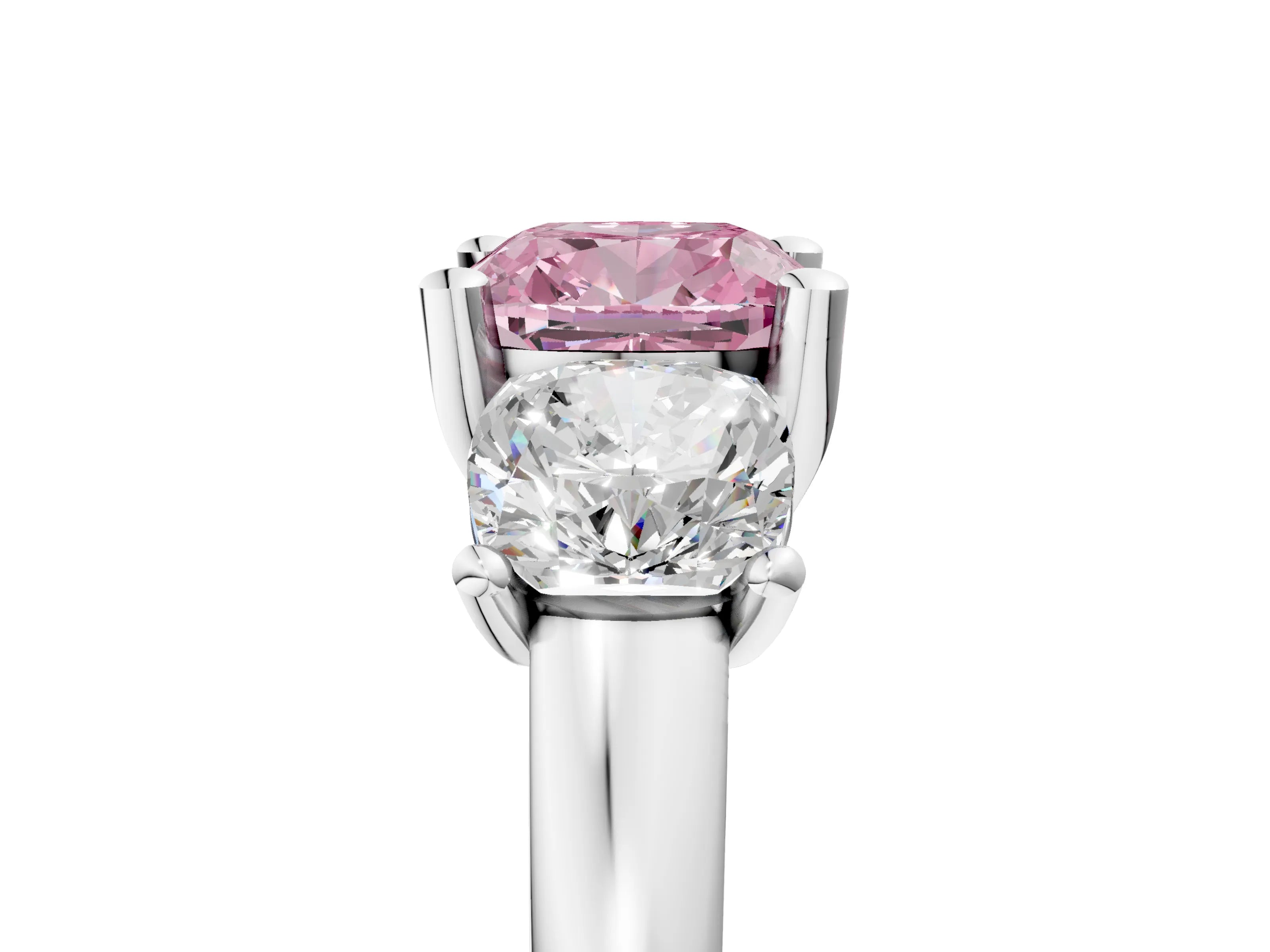 White gold Three-Stone Fancy Pink Cushion Cut Cut Solitaire Ring with Classic Prong Setting_17
