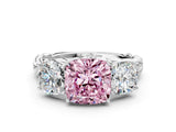 White gold Three-Stone Fancy Pink Cushion Cut Diamond Braided Band Ring with Four-Prong Setting_20