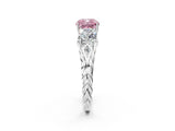 White gold Three-Stone Fancy Pink Cushion Cut Diamond Braided Band Ring with Four-Prong Setting_22