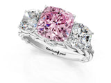 White gold Three-Stone Fancy Pink Cushion Cut Diamond Braided Band Ring with Four-Prong Setting_41