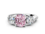 White gold Three-Stone Fancy Pink Cushion Cut Diamond Channel Set Engagement Ring with Prong Setting_24