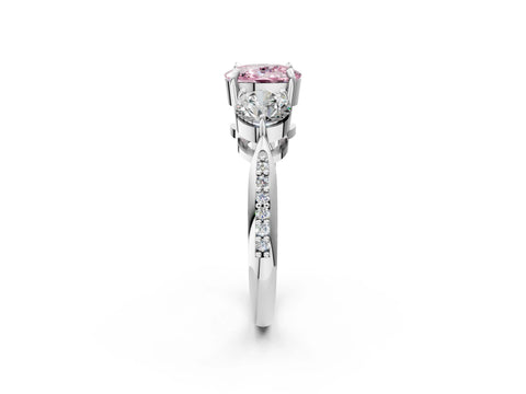 White gold Three-Stone Fancy Pink Cushion Cut Diamond Channel Set Engagement Ring with Prong Setting_26