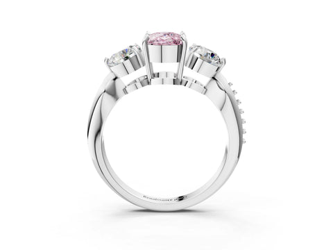 White gold Three-Stone Fancy Pink Cushion Cut Diamond Channel Set Engagement Ring with Prong Setting_27