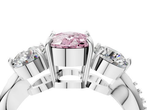 White gold Three-Stone Fancy Pink Cushion Cut Diamond Channel Set Engagement Ring with Prong Setting_28