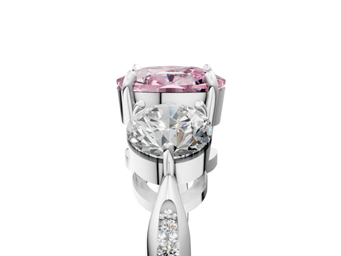 White gold Three-Stone Fancy Pink Cushion Cut Diamond Channel Set Engagement Ring with Prong Setting_29