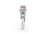 White gold Three-Stone Fancy Pink Cushion Cut Diamond Engagement Ring with Pave Band and Prong Setting_15