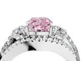 White gold Three-Stone Fancy Pink Cushion Cut Diamond Engagement Ring with Pave Band and Prong Setting_17