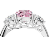 White gold Three-Stone Fancy Pink Cushion Cut Diamond Engagement Ring with Prong Setting_19
