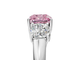 White gold Three-Stone Fancy Pink Cushion Cut Diamond Engagement Ring with Prong Setting_20