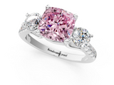 White gold Three-Stone Fancy Pink Cushion  Cut Diamond Pavé Band with Four-Prong Setting_29