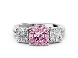White gold Three-Stone Fancy Pink Cushion  Cut Diamond Ring with Channel-Set Band and Four-Prong Setting_47