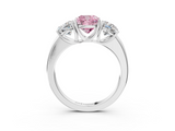 White gold Three-Stone Fancy Pink Cushion  Cut Diamond Ring with Channel-Set Band and Four-Prong Setting_50