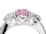 White gold Three-Stone Fancy Pink Cushion  Cut Diamond Ring with Channel-Set Band and Four-Prong Setting_51