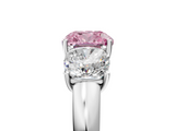 White gold Three-Stone Fancy Pink Cushion  Cut Diamond Ring with Channel-Set Band and Four-Prong Setting_52