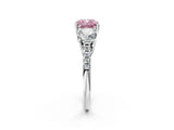 White gold Three-Stone Fancy Pink Cushion Cut Diamond Ring with Pavé Band and Prong Setting_137