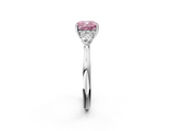 White gold Three-Stone Fancy Pink Cushion  Cut Diamond Ring with Pear Side Stones in Four-Prong Setting_111