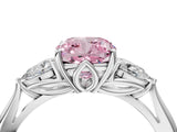 White gold Three-Stone Fancy Pink Cushion Cut Diamond Ring with Pear  Side Stones in Four-Prong Setting_64