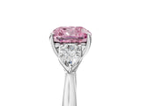 White gold Three-Stone Fancy Pink Cushion Cut Diamond Ring with Pear  Side Stones in Four-Prong Setting_65
