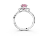 White gold Three-Stone Fancy Pink Cushion  Cut Diamond Solitaire with Prong Setting and Classic Band_63