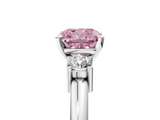 White gold Three-Stone Fancy Pink Cushion  Cut Diamond Solitaire with Prong Setting and Classic Band_65
