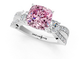 White gold Three-Stone Fancy Pink Cushion  Cut Diamond Twist Band with Prong Setting_50