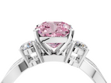 White gold Three-Stone Fancy Pink Cushion  Cut Diamond Twist Band with Prong Setting_53