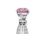 White gold Three-Stone Fancy Pink Cushion  Cut Diamond Twist Band with Prong Setting_56