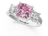 White gold Three-Stone Fancy Pink Cushion  Cut Solitaire Ring with Prong Setting_4