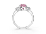White gold Three-Stone Fancy Pink Cushion  Cut Solitaire Ring with Prong Setting_6