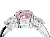 White gold Three-Stone Fancy Pink Cushion  Cut Solitaire Ring with Prong Setting_7