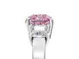 White gold Three-Stone Fancy Pink Cushion  Cut Solitaire Ring with Prong Setting_8