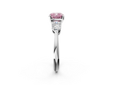 White gold Three-Stone Fancy Pink Cushion  Diamond Ring with Pear Side Stones in Four-Prong Setting_60