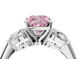 White gold Three-Stone Fancy Pink Cushion  Diamond Ring with Pear Side Stones in Four-Prong Setting_62