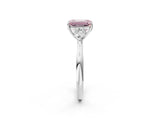 White gold Three-Stone Fancy Pink Emerald Cut Brilliant Diamond Solitaire Ring with Tapered Band and Four-Prong Setting_39
