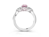White gold Three-Stone Fancy Pink Emerald Cut Brilliant Diamond Solitaire Ring with Tapered Band and Four-Prong Setting_40