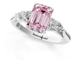 White gold Three-Stone Fancy Pink Emerald Cut Brilliant Diamond Solitaire Ring with Tapered Band and Four-Prong Setting_50
