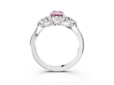 White gold Three-Stone Fancy Pink Emerald Cut Brilliant Diamond Solitaire Ring with Tapered Band and Four-Prong Setting_54