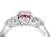White gold Three-Stone Fancy Pink Emerald Cut Brilliant Diamond Solitaire Ring with Tapered Band and Four-Prong Setting_59