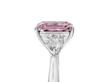 White gold Three-Stone Fancy Pink Emerald Cut Brilliant Diamond Solitaire Ring with Tapered Band and Four-Prong Setting_60